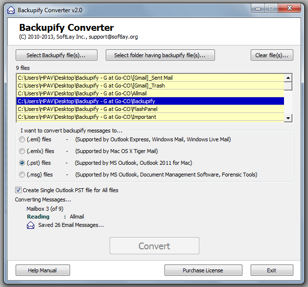 Transfer Online Data Backup screenshot